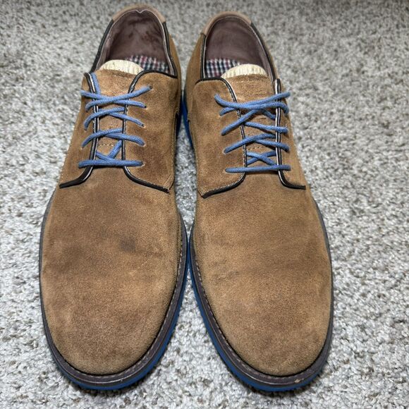 Johnston & Murphy Shoes Men's 9M Suede Flex Cognac Brown Blue Sole - Picture 4 of 10